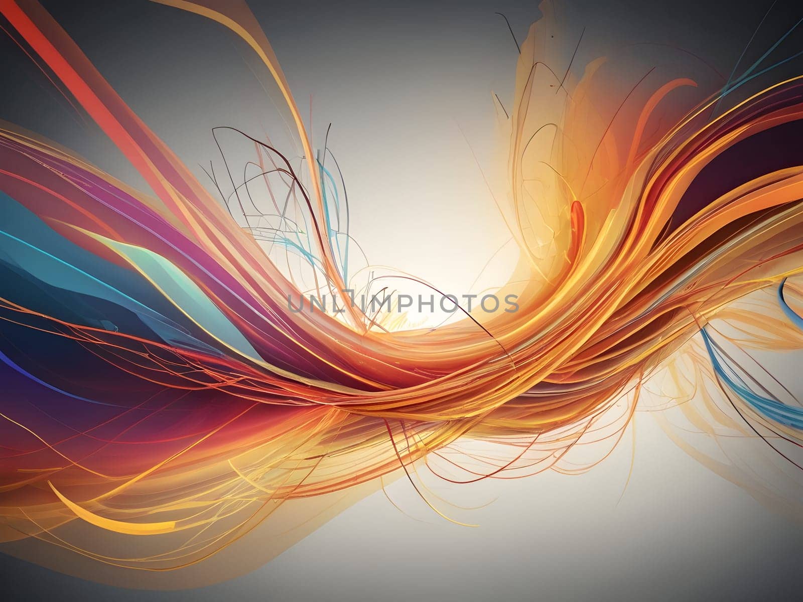 Abstract digital art of glowing lines