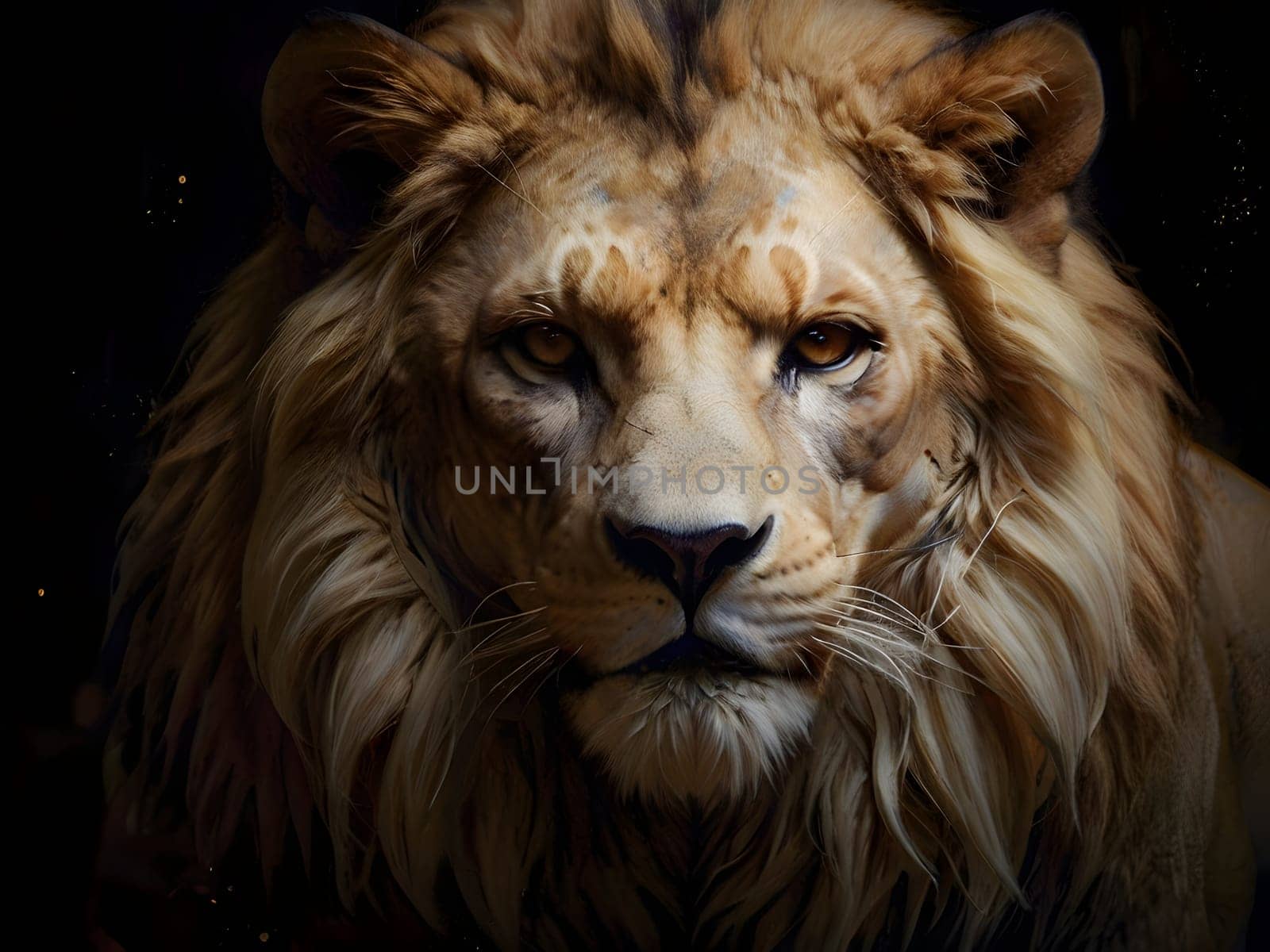 Abstract portrait of beautiful lion