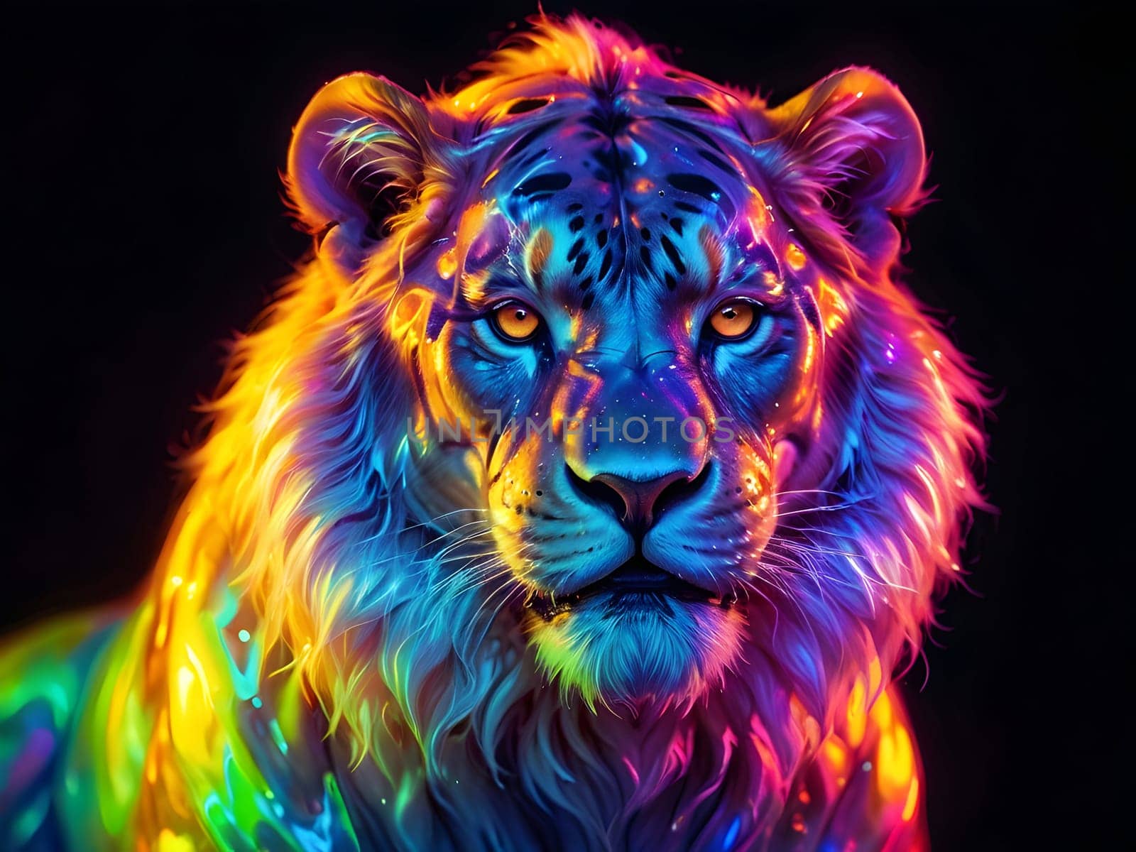 Abstract portrait of beautiful lion