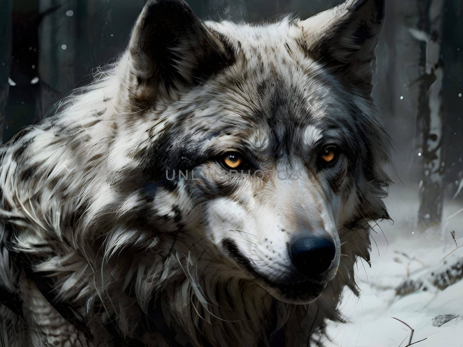 Abstract portrait of beautiful wolf