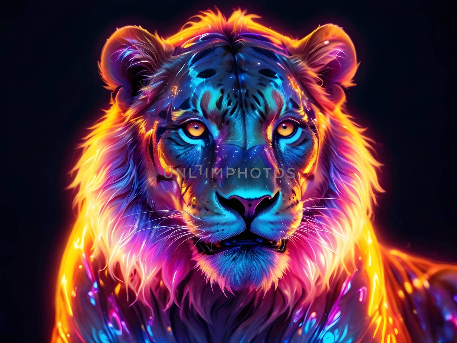 Abstract portrait of beautiful lion