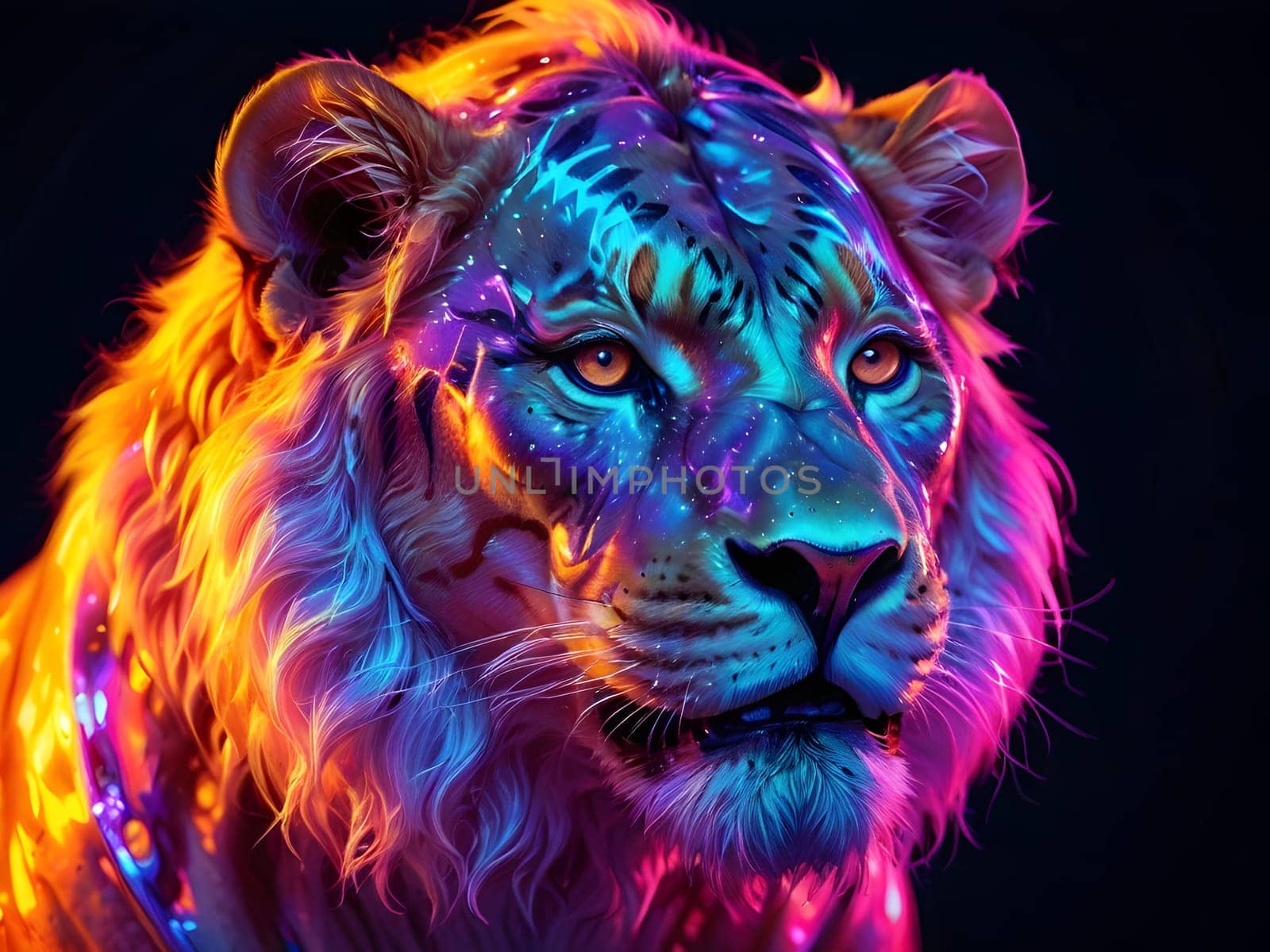 Abstract portrait of beautiful lion