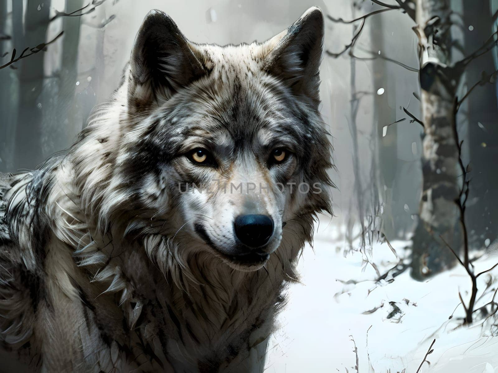Abstract portrait of beautiful wolf