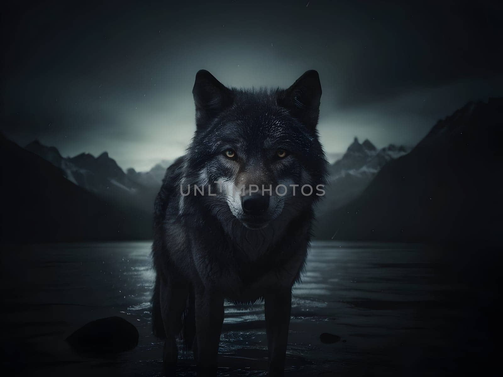 Abstract portrait of beautiful wolf