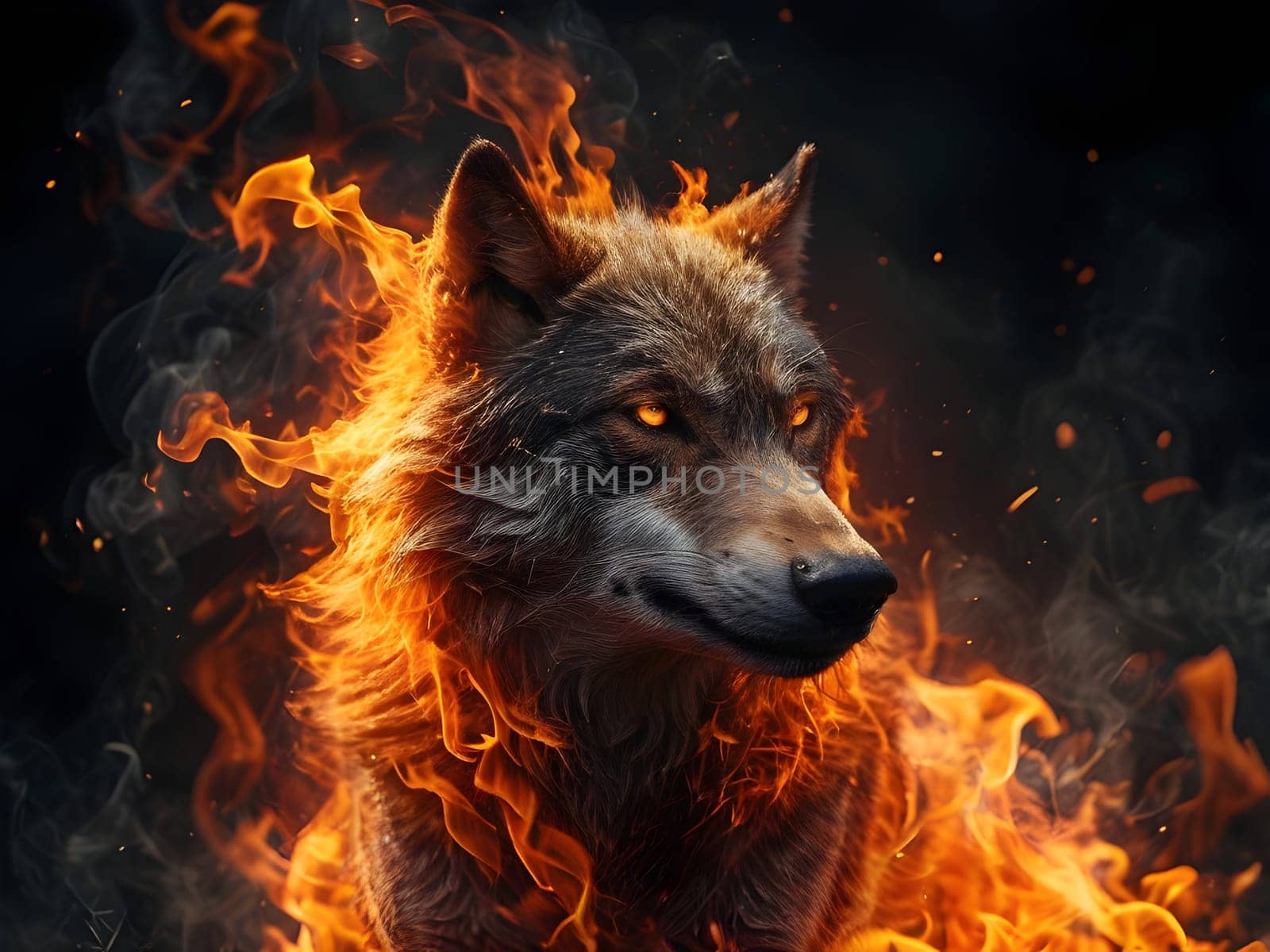 Abstract portrait of beautiful wolf