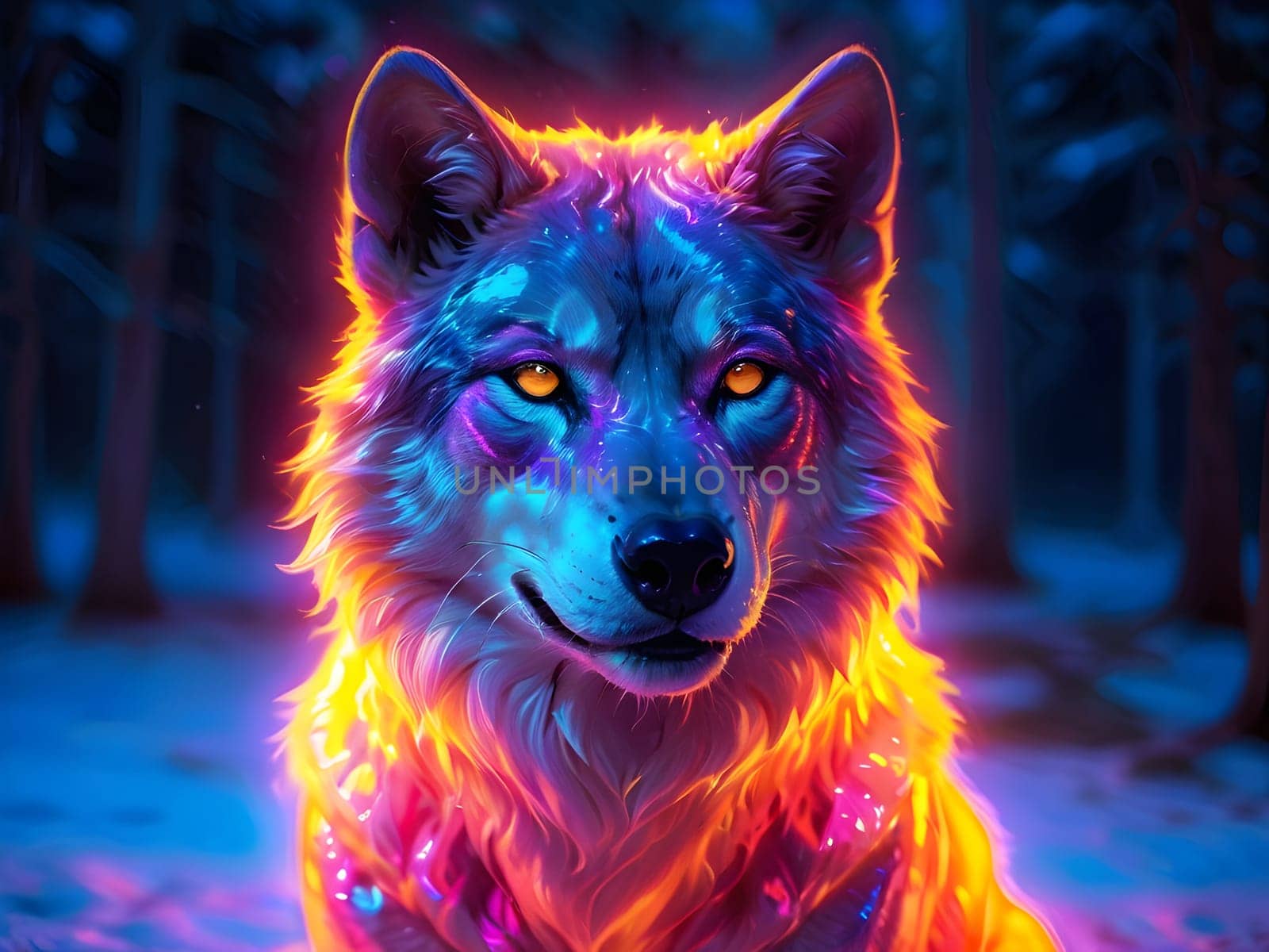 Abstract portrait of beautiful wolf