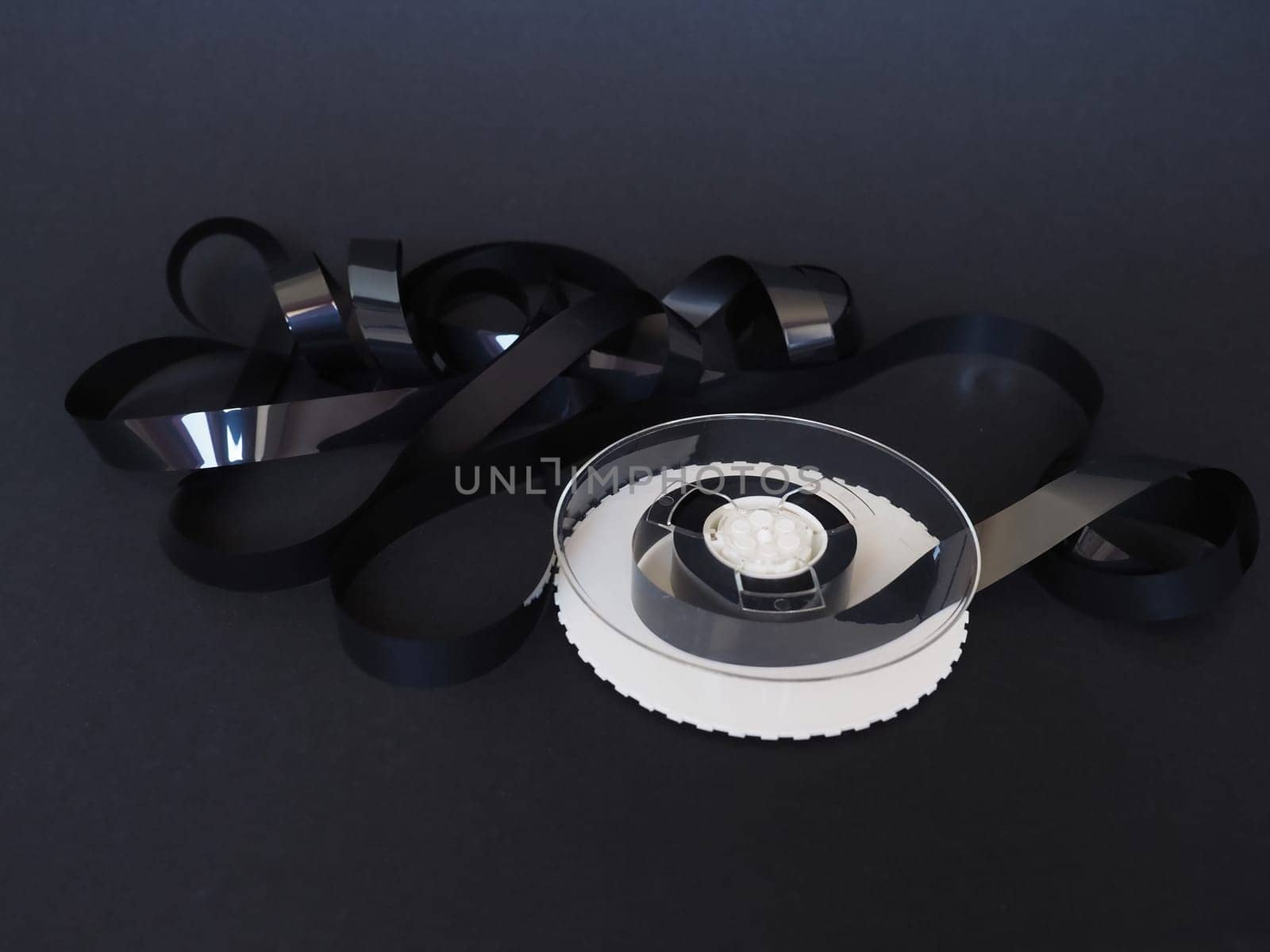tangled magnetic tape from a vhs video tape