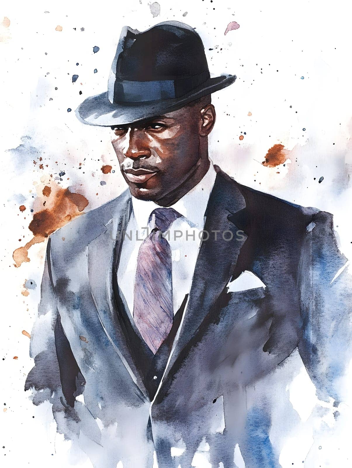 Watercolor AfricanBlack Businessman in business wear