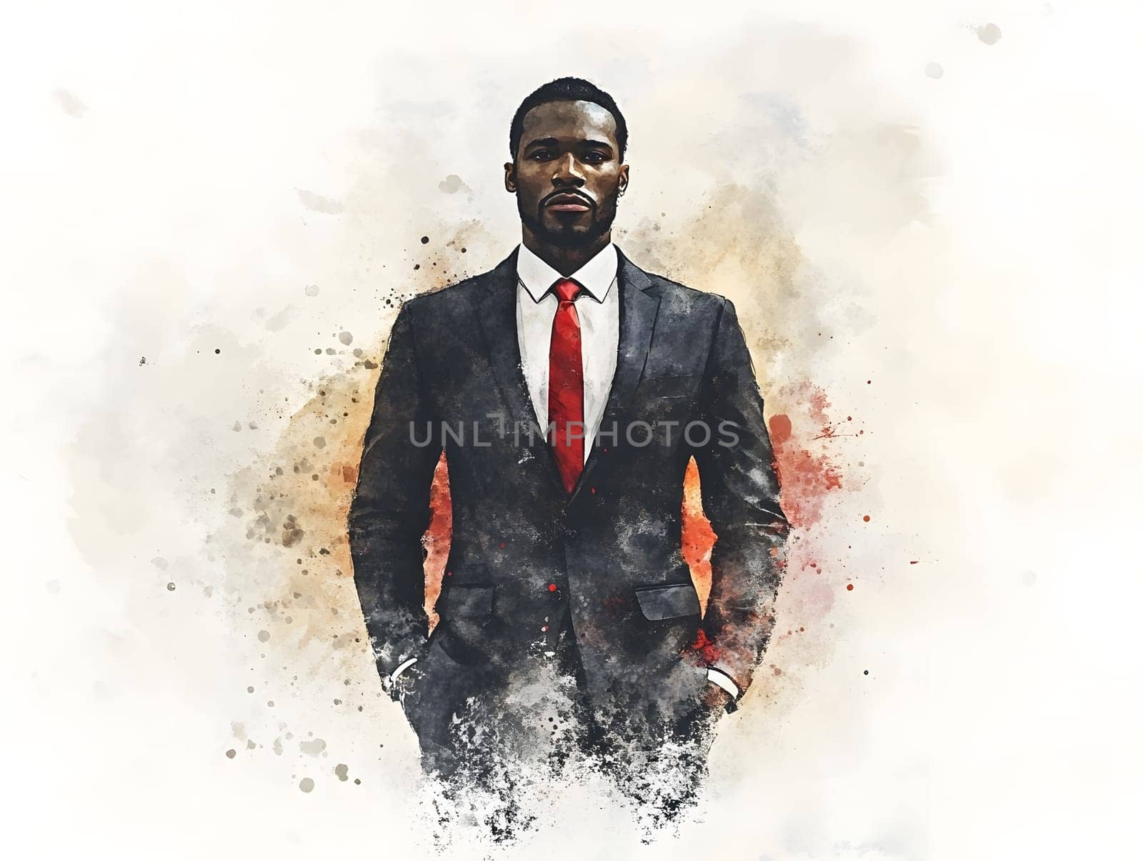 Watercolor AfricanBlack Businessman in business wear