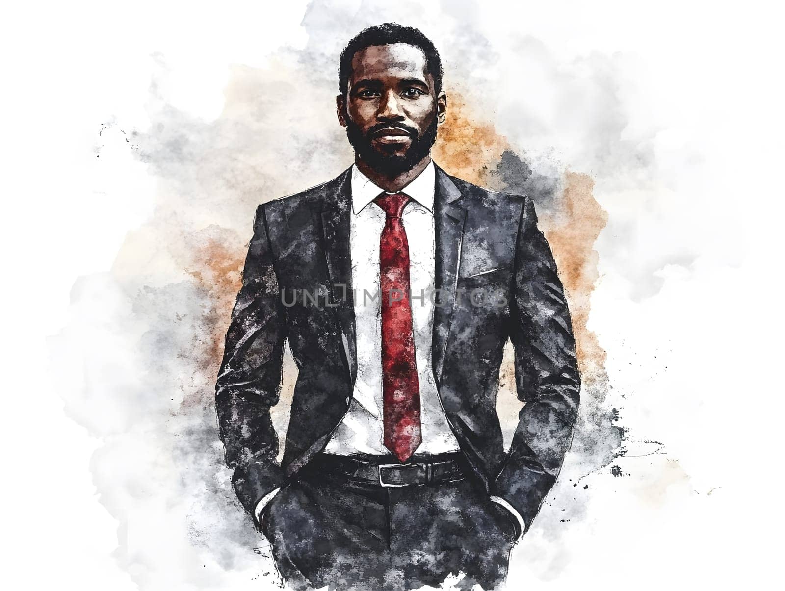 Watercolor AfricanBlack Businessman in business wear