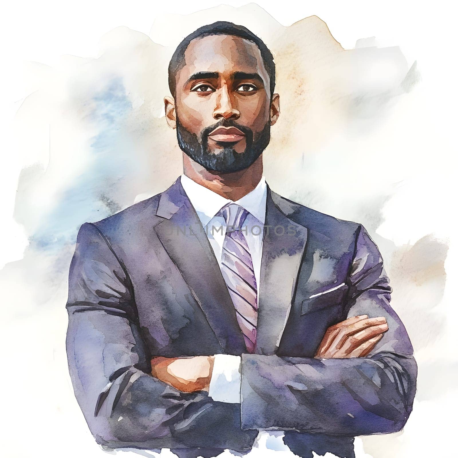 Watercolor AfricanBlack Businessman in business wear