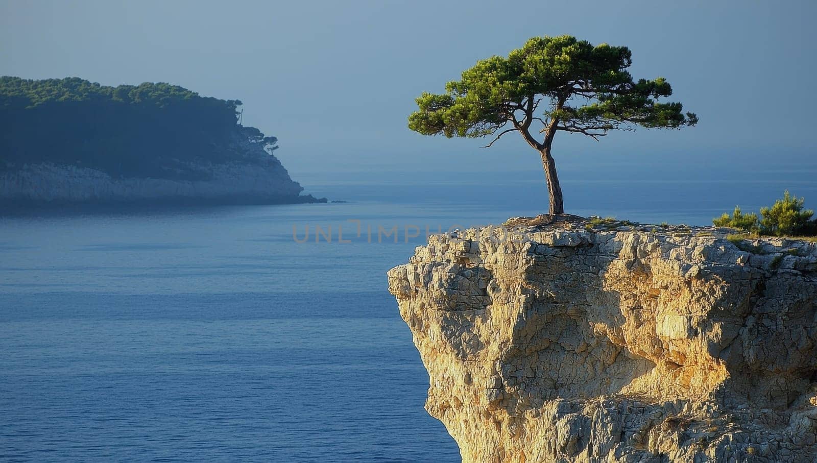 Lone Pine Tree on a Cliff Overlooking the Sea