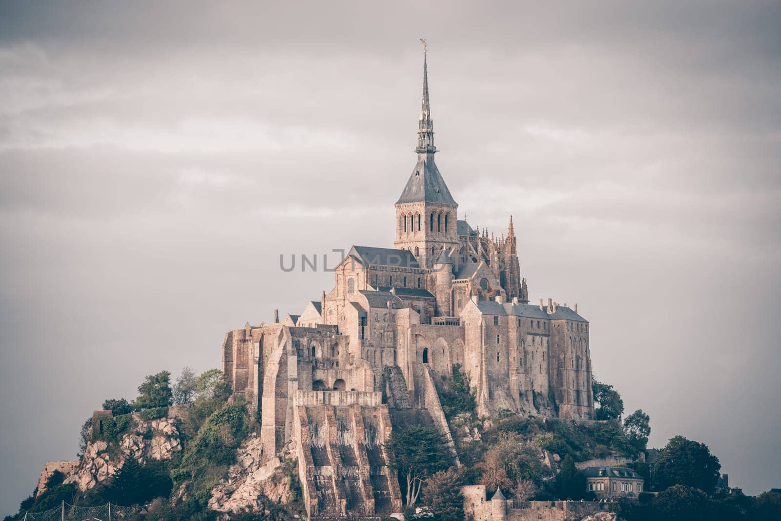 Mont Saint Michel monastery abbey on the island in Normandy, Northern France