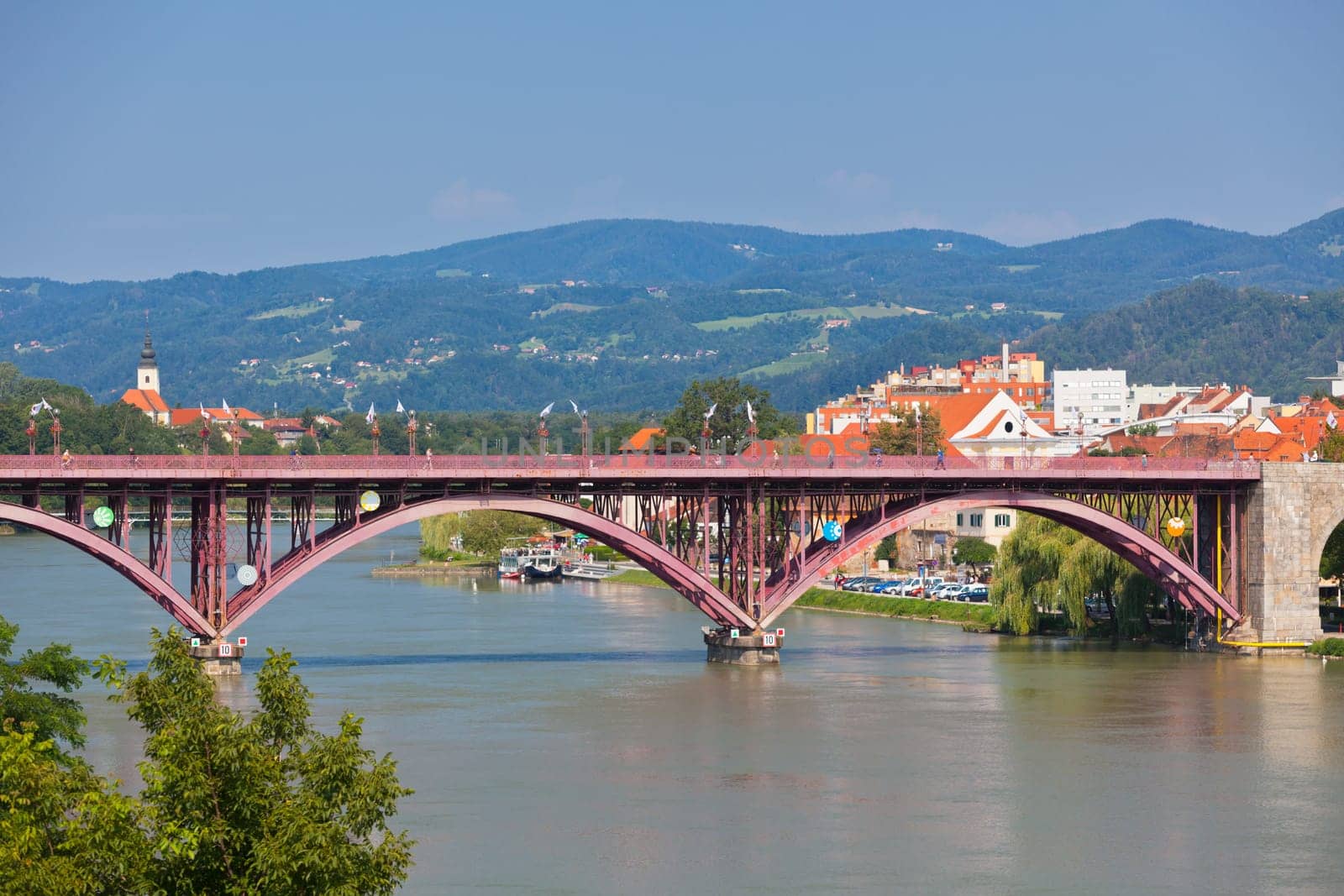 Skyline of Maribor city in the sunny day, Slovenia