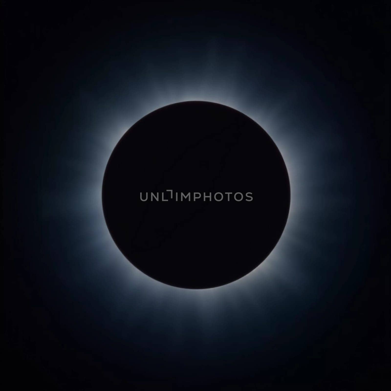 During the total solar eclipse, the moon completely obscures the sun, revealing a stunning corona. The dark sky and ethereal light create a captivating moment for spectators. Generative AI.