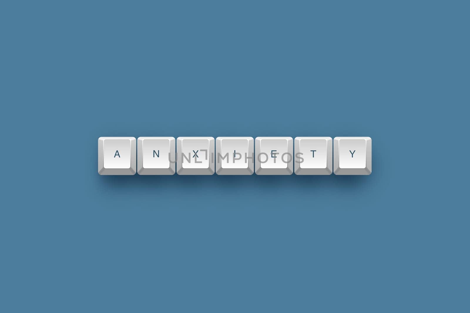 Anxiety text on a 3d keyboard button with shadow, 3d illustration