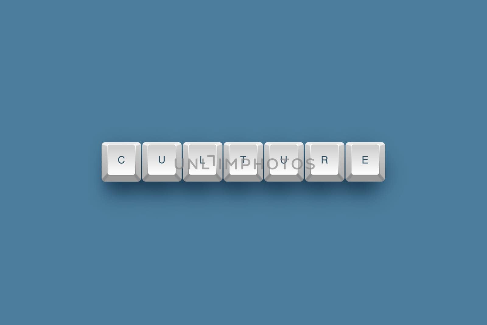 Culture text on a 3d keyboard button with shadow, 3d illustration