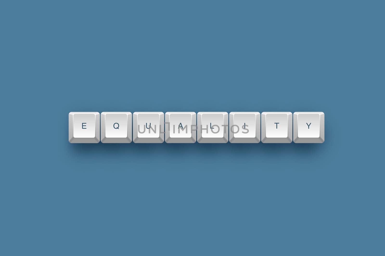 Equality text on a 3d keyboard button with shadow, 3d illustration