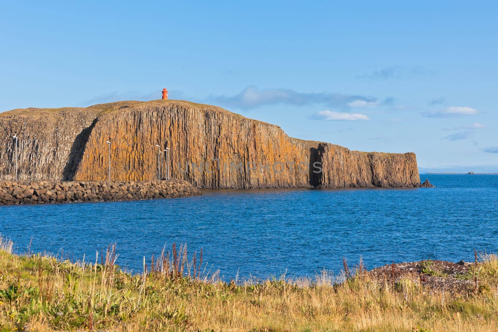 Cliff in the town of Stykkisholmur, Snaefellsnes peninsula, the western part of Iceland