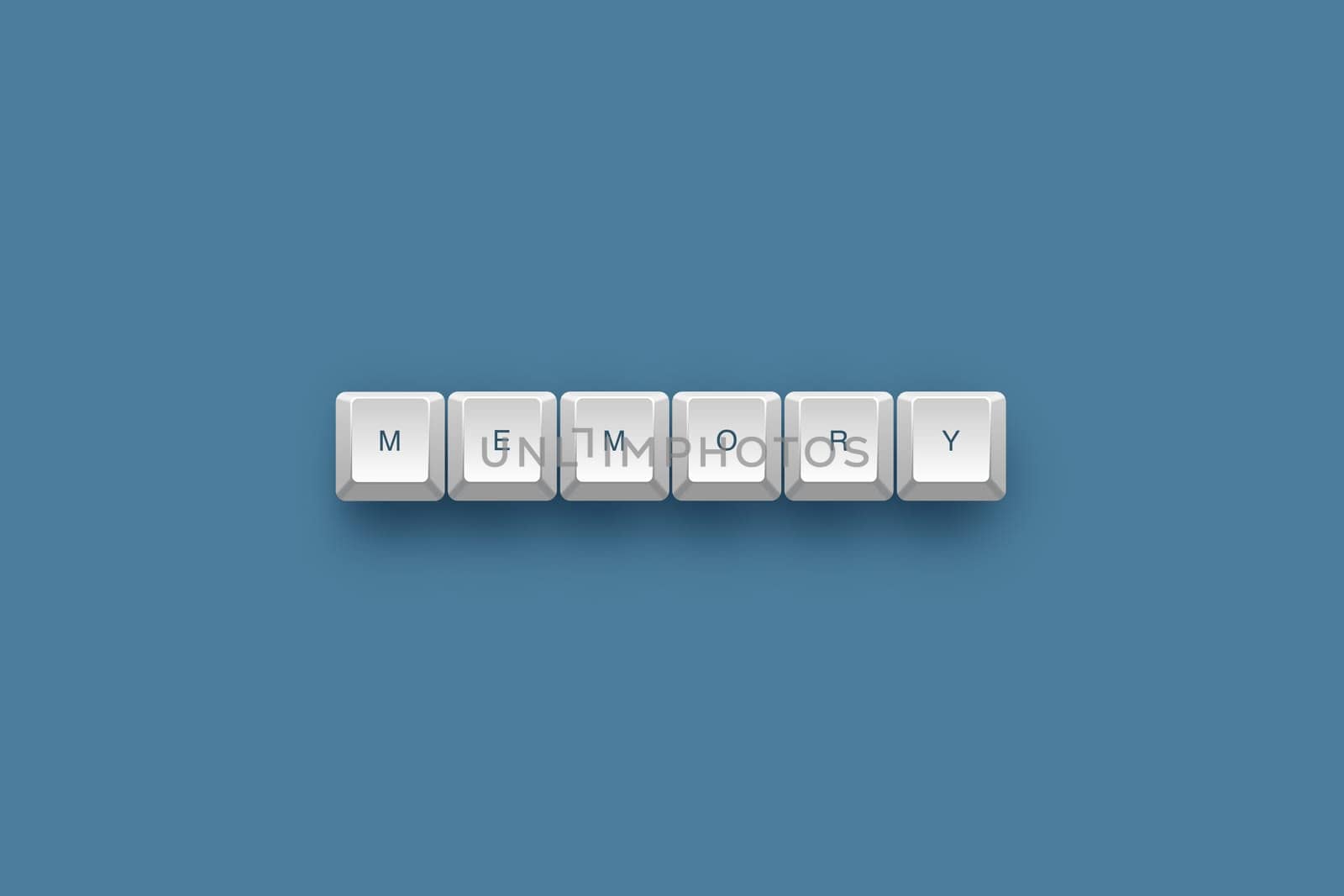 memory text on a 3d keyboard button with shadow, 3d illustration