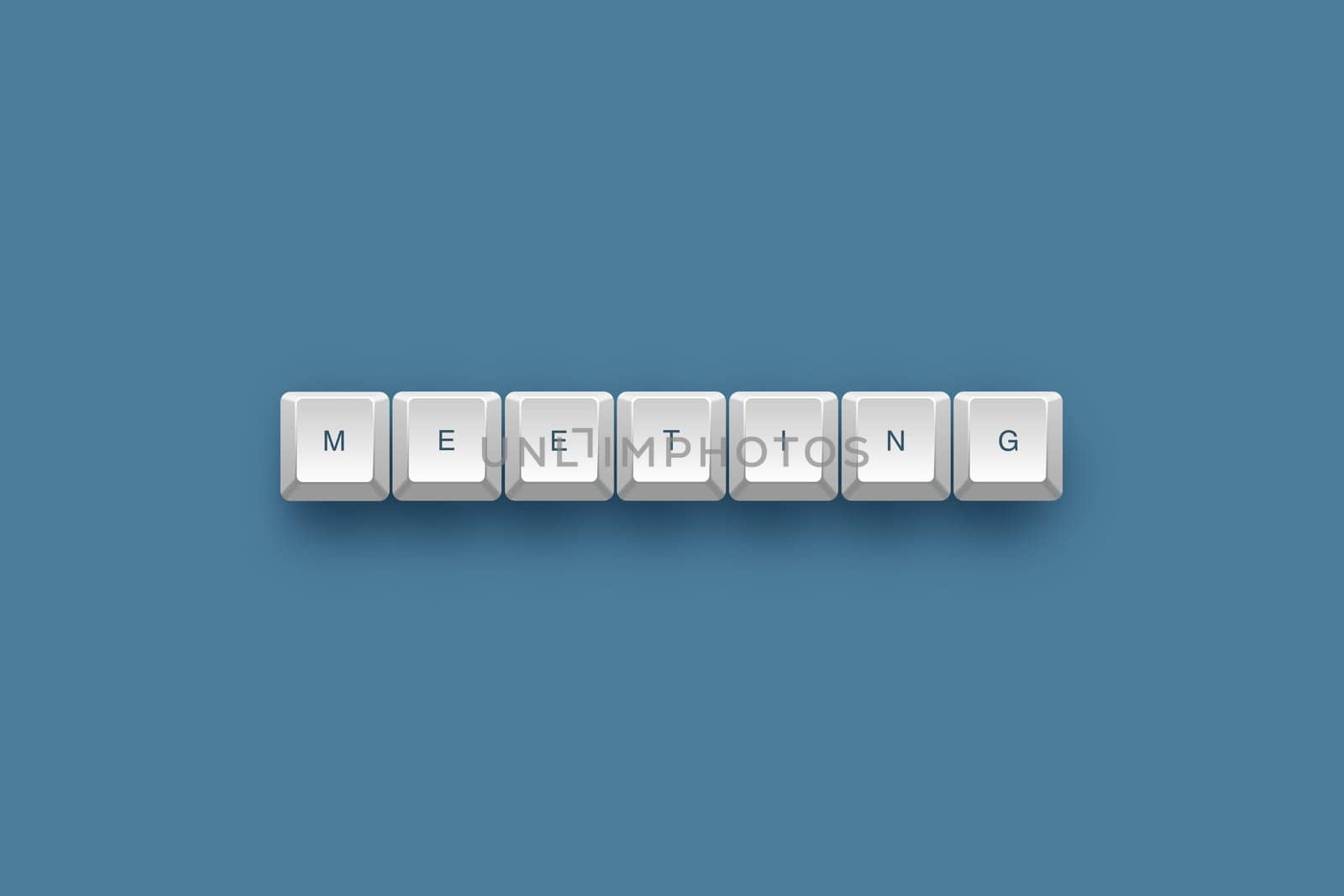 Meeting text on a 3d keyboard button with shadow, 3d illustration