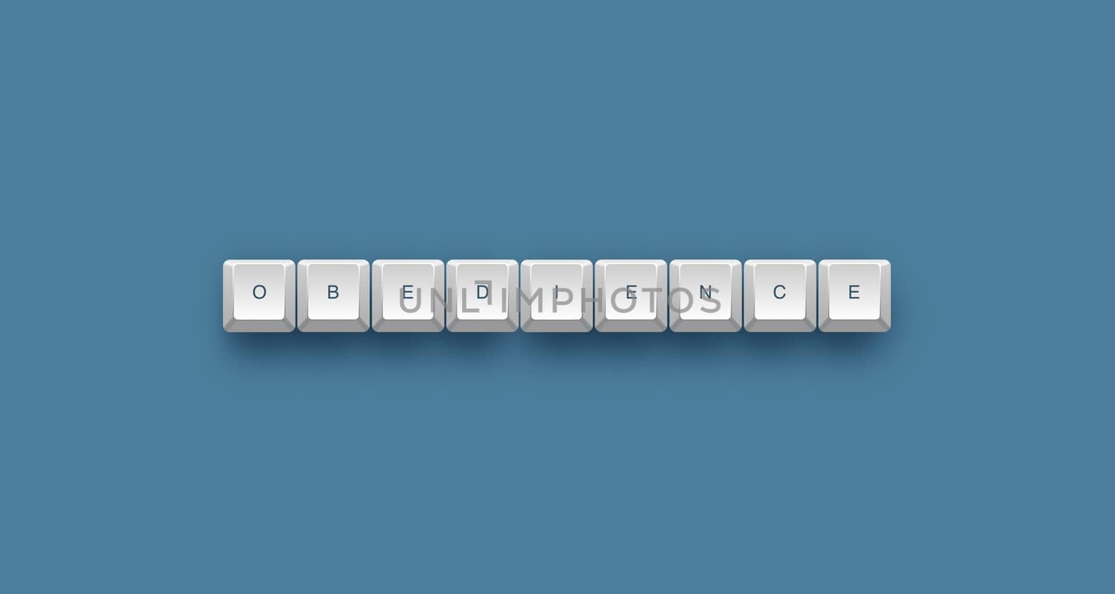 obedience text on a 3d keyboard button with shadow, 3d illustration