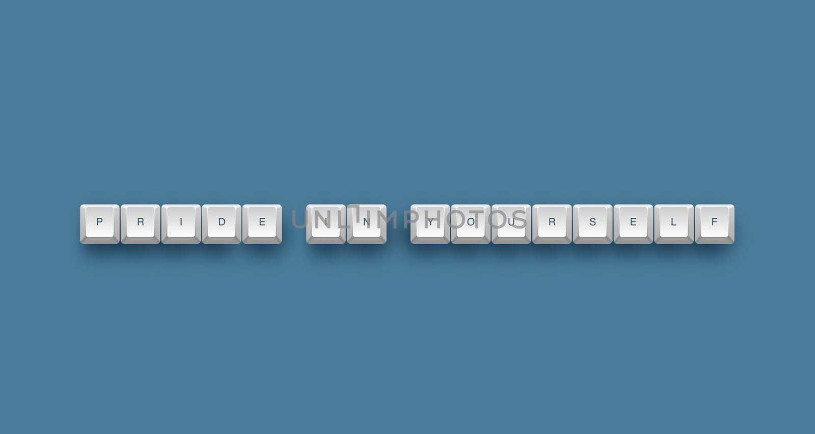Pride in yourself text on a 3d keyboard button with shadow, 3d illustration