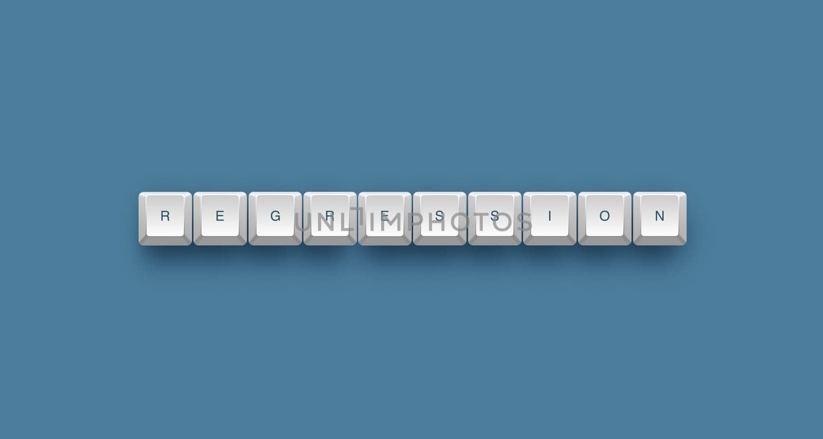 regression text on a 3d keyboard button with shadow, 3d illustration