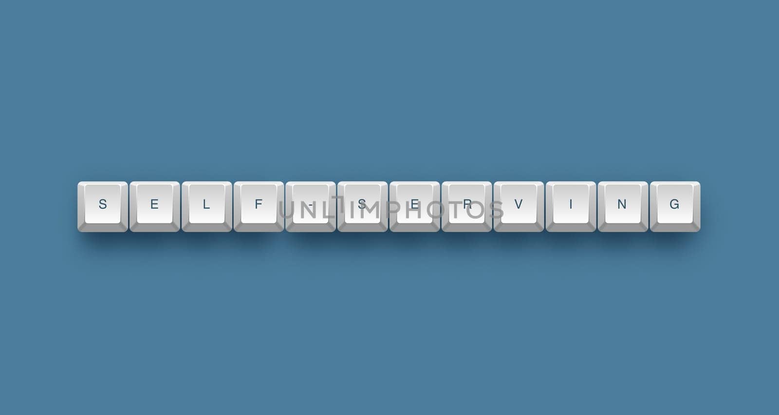 self-serving text on a 3d keyboard button with shadow, 3d illustration