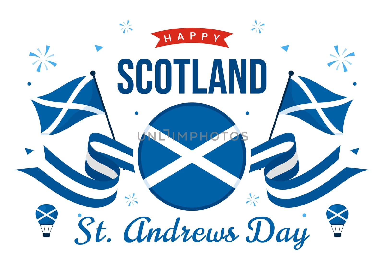 Happy St Andrew's Day Vector Illustration on 30 November, featuring the Scotland Flag in a National Holiday Celebration with a Flat Style Background