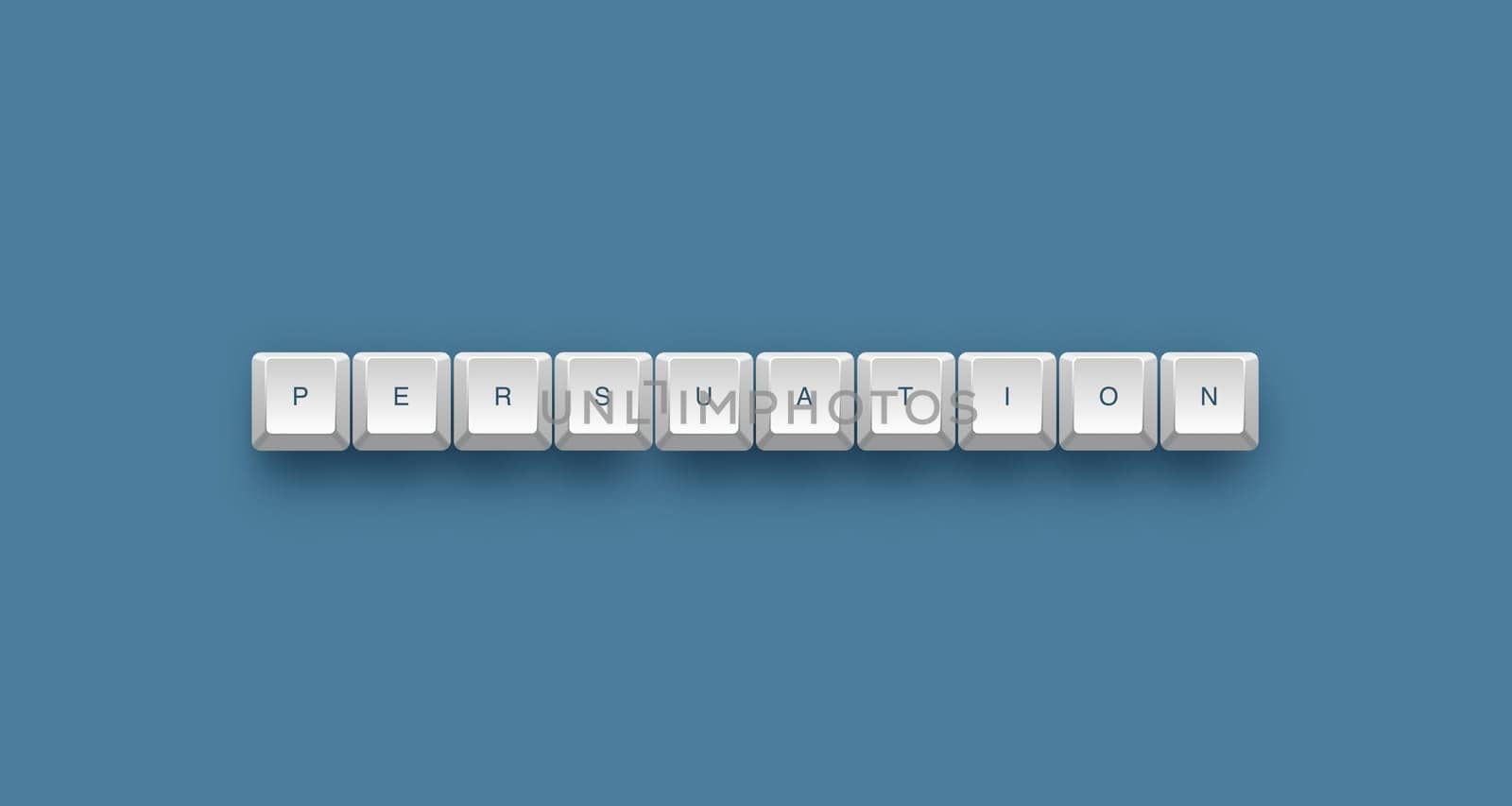 persuasion text on a 3d keyboard button with shadow, 3d illustration