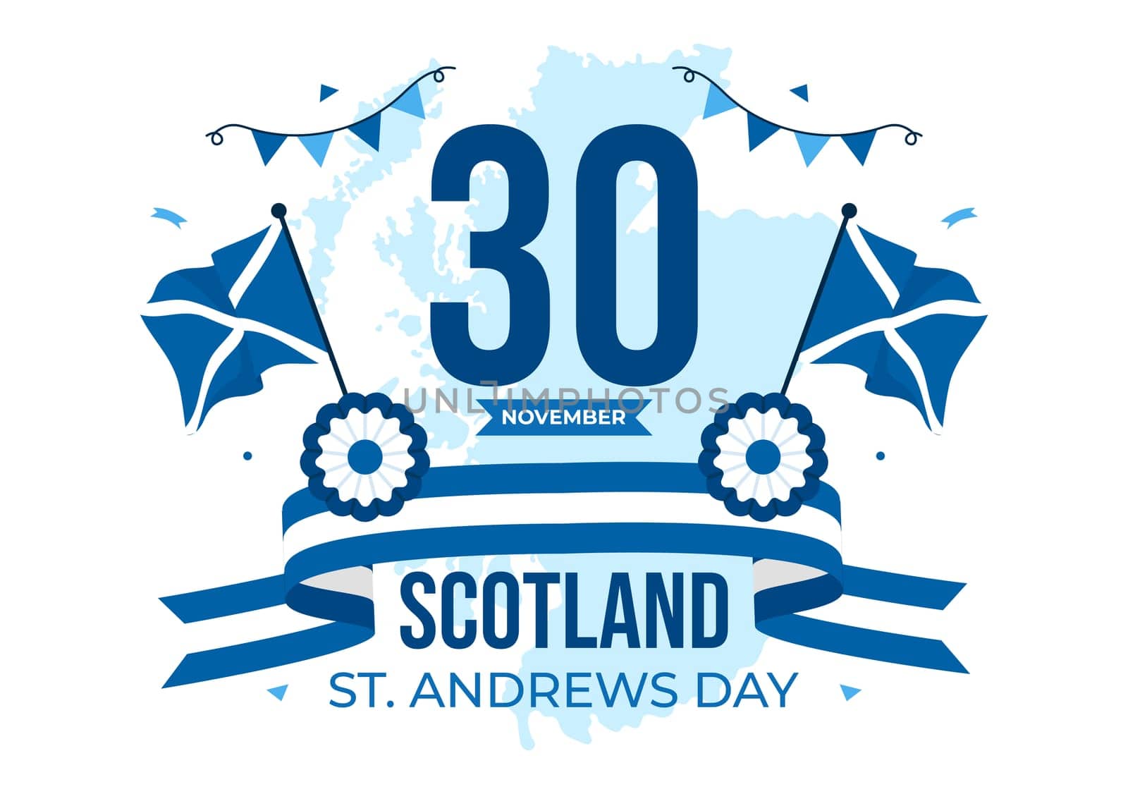 Happy St Andrew's Day Vector Illustration on 30 November, featuring the Scotland Flag in a National Holiday Celebration with a Flat Style Background