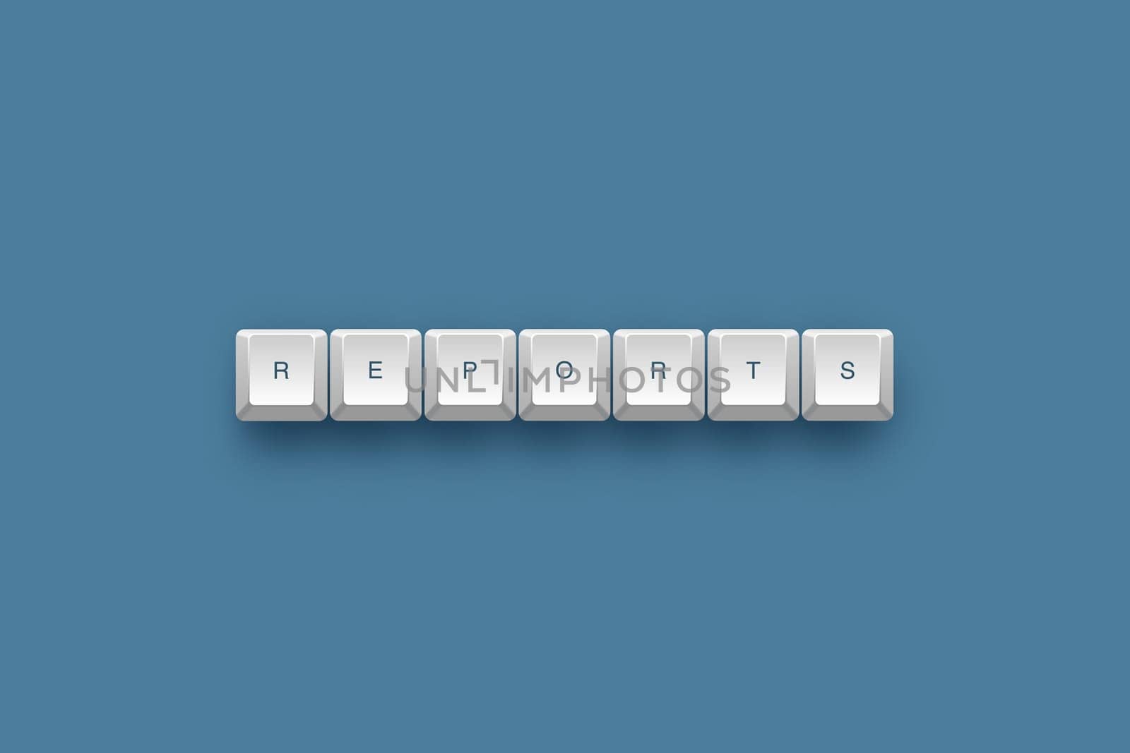 Reports text on a 3d keyboard button with shadow, 3d illustration