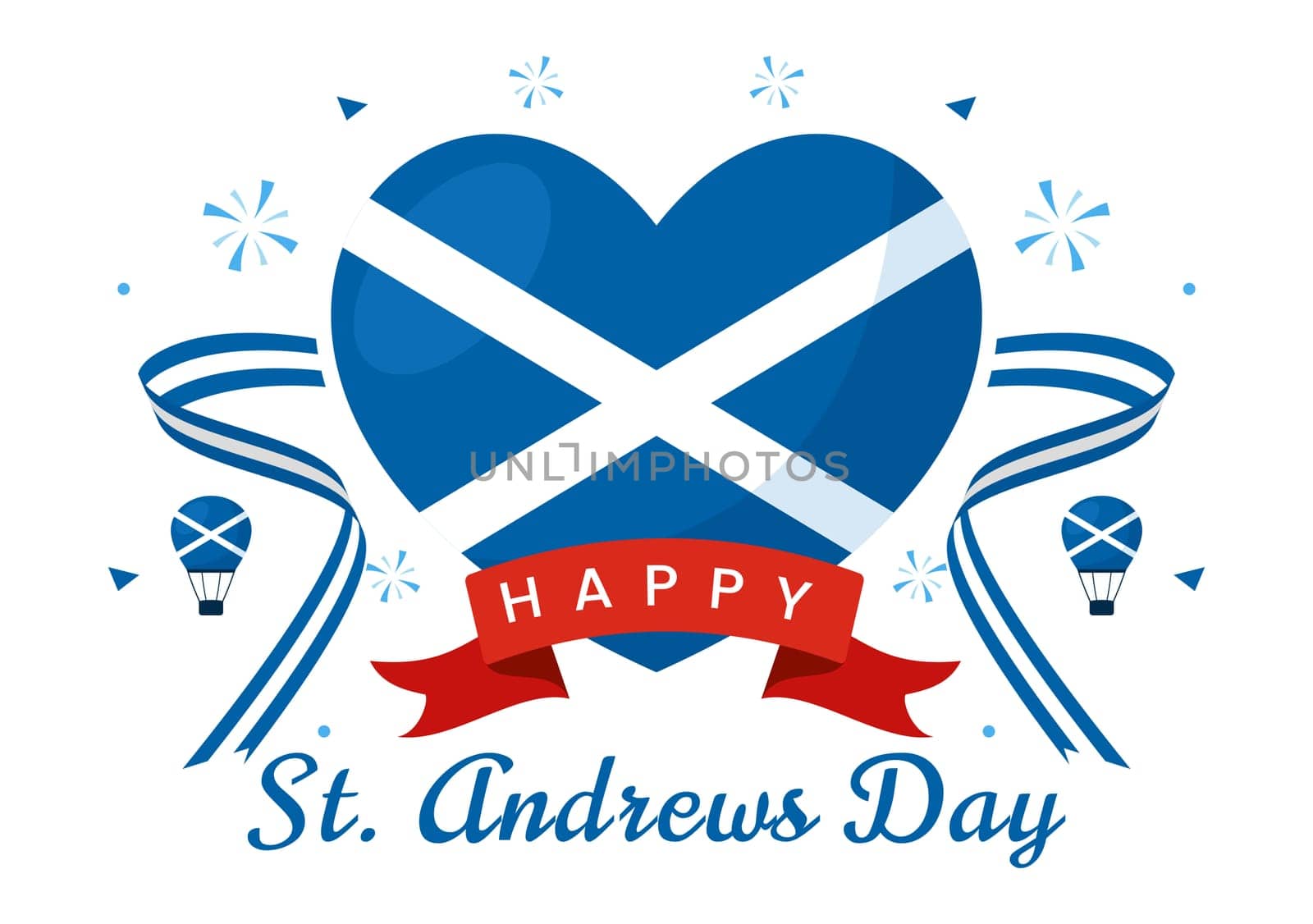 Happy St Andrew's Day Vector Illustration on 30 November, featuring the Scotland Flag in a National Holiday Celebration with a Flat Style Background