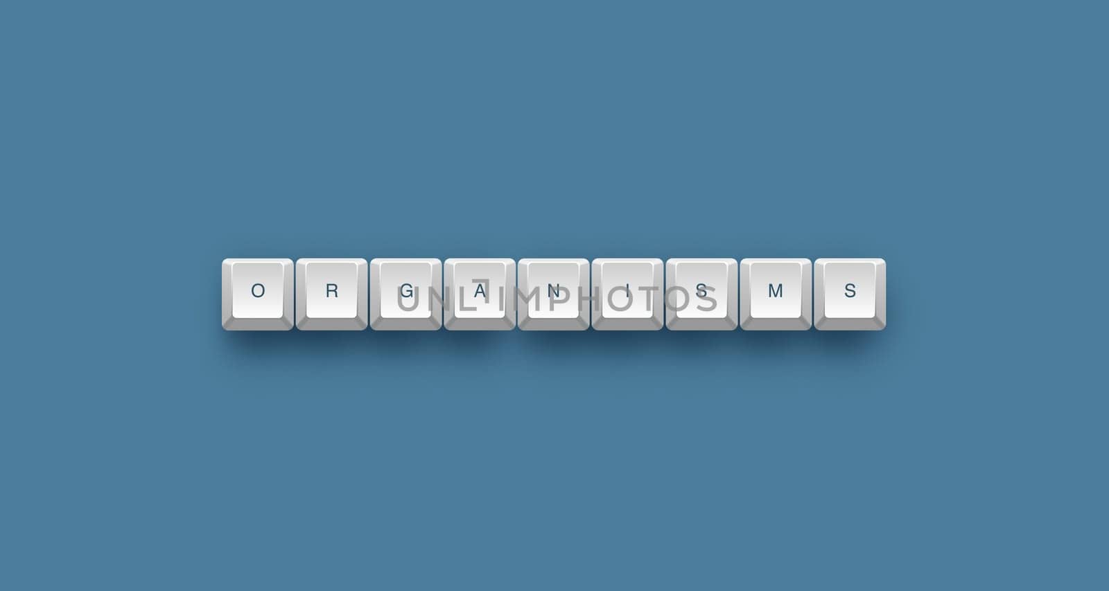organisms text on a 3d keyboard button with shadow, 3d illustration