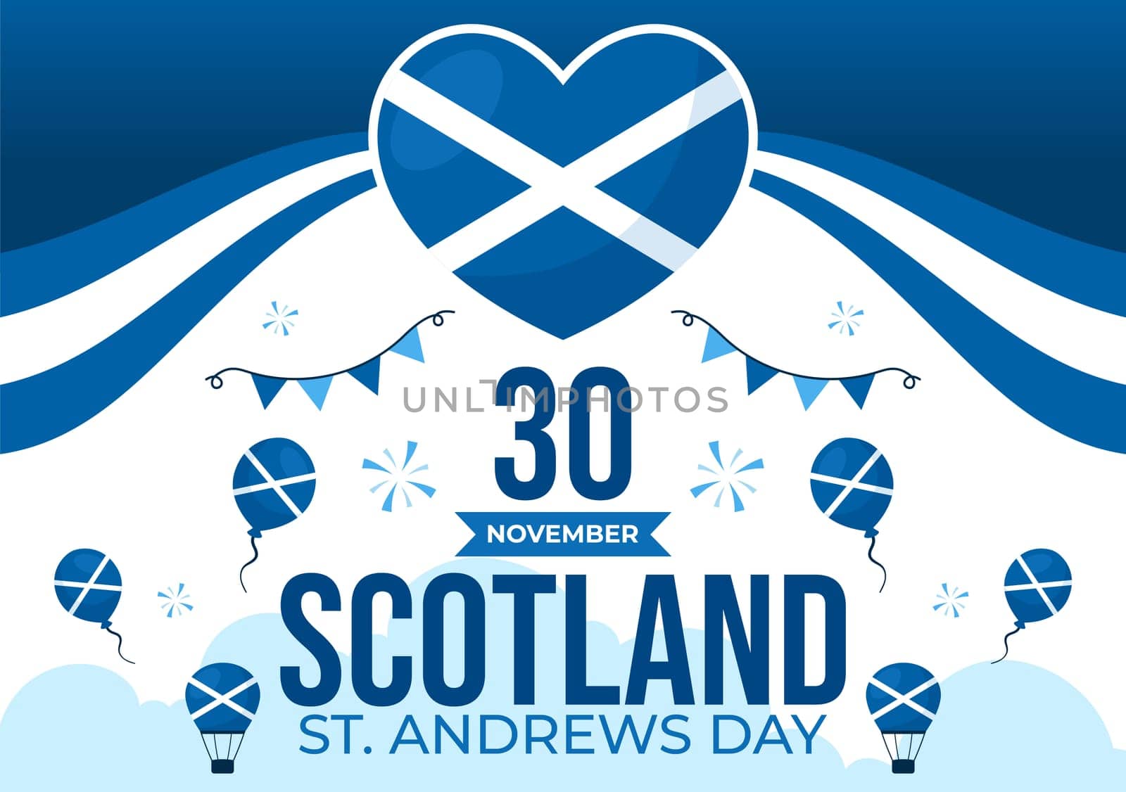 Happy St Andrew's Day Vector Illustration on 30 November, featuring the Scotland Flag in a National Holiday Celebration with a Flat Style Background