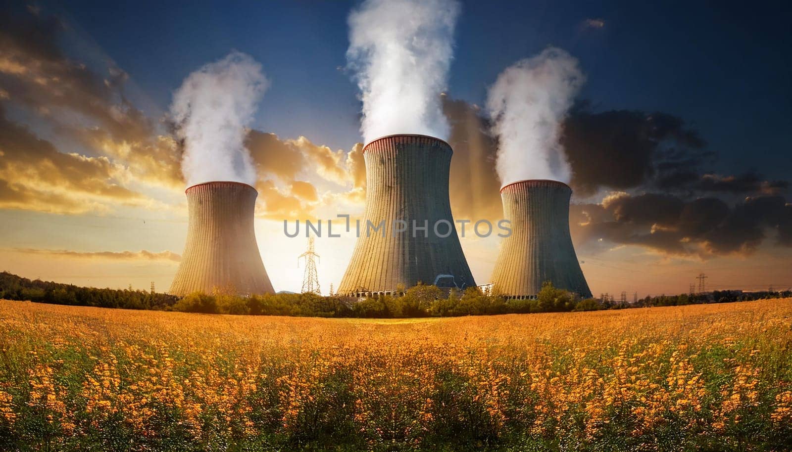 nuclear powerstation power plant, AI generated image