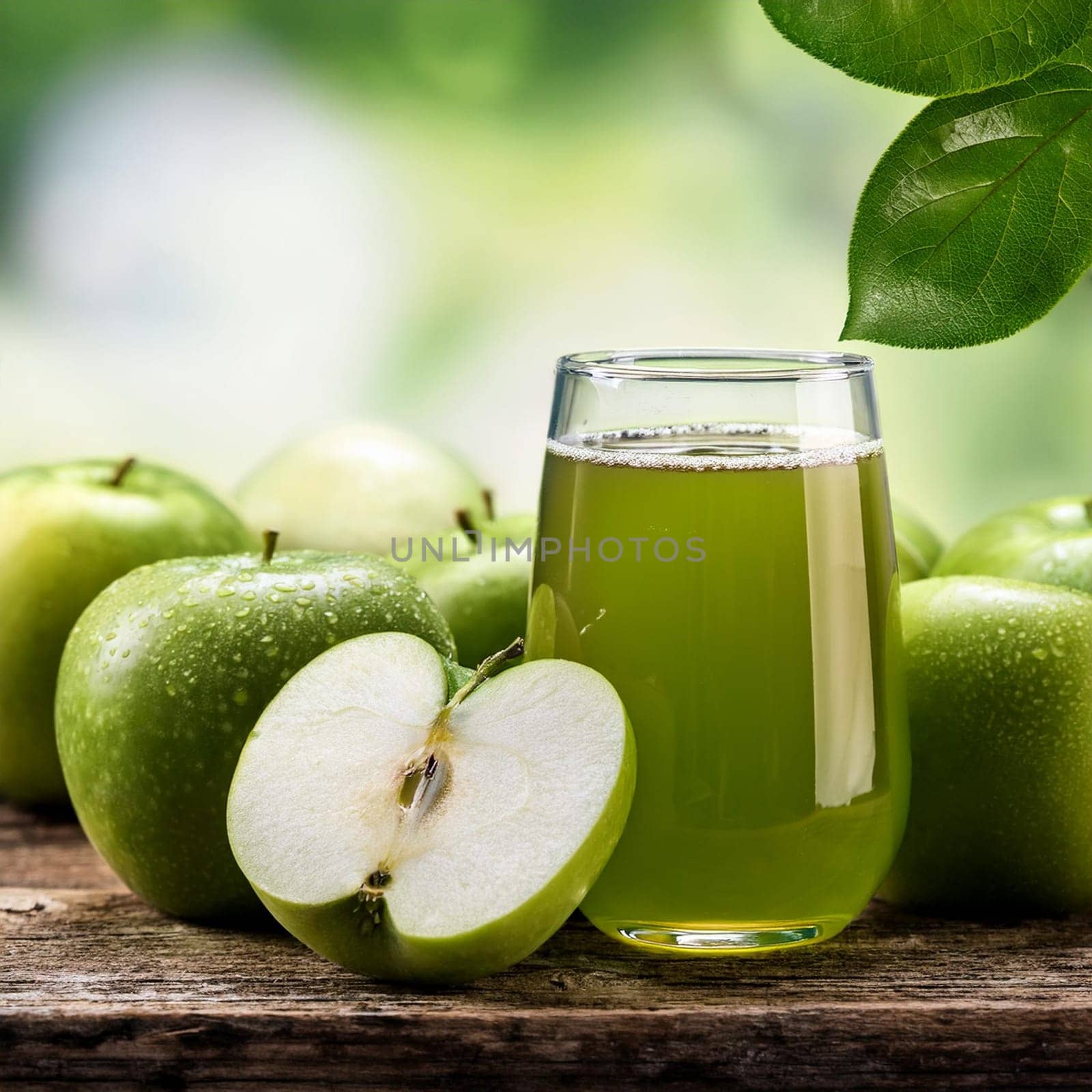 green apples granny smith fruits juice, AI generated image