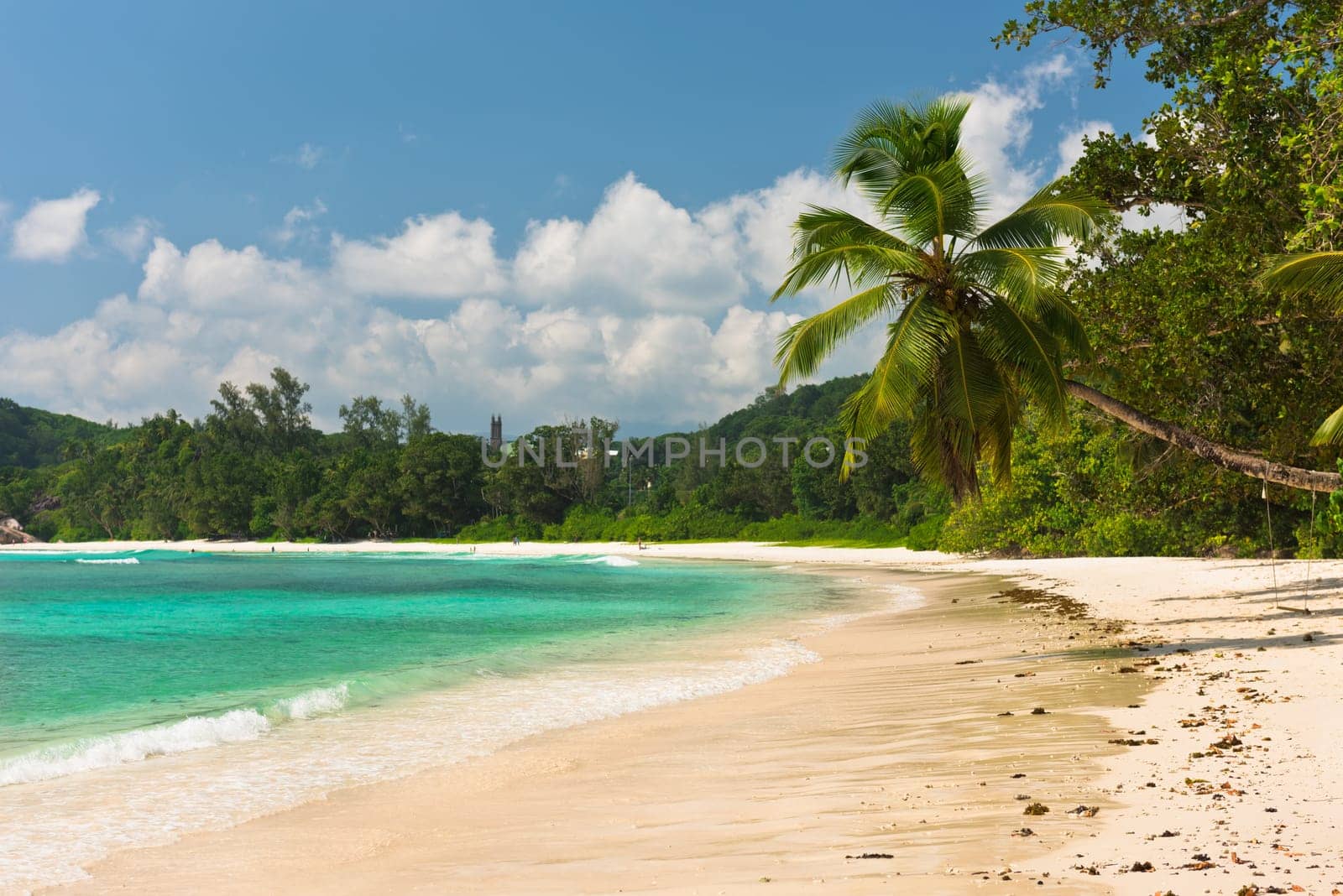 Tropical beach at Mahe island Seychelles. Horizontal shot