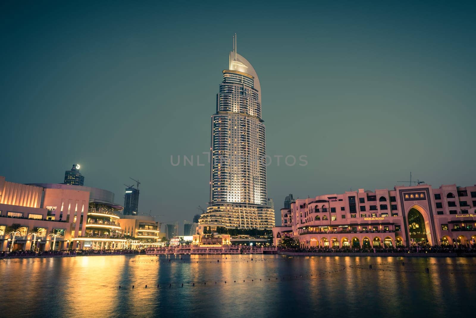 UAE, DUBAI - JANUARY 01: Dubai fountains show place at the Dubai Mall on January 01, 2015
