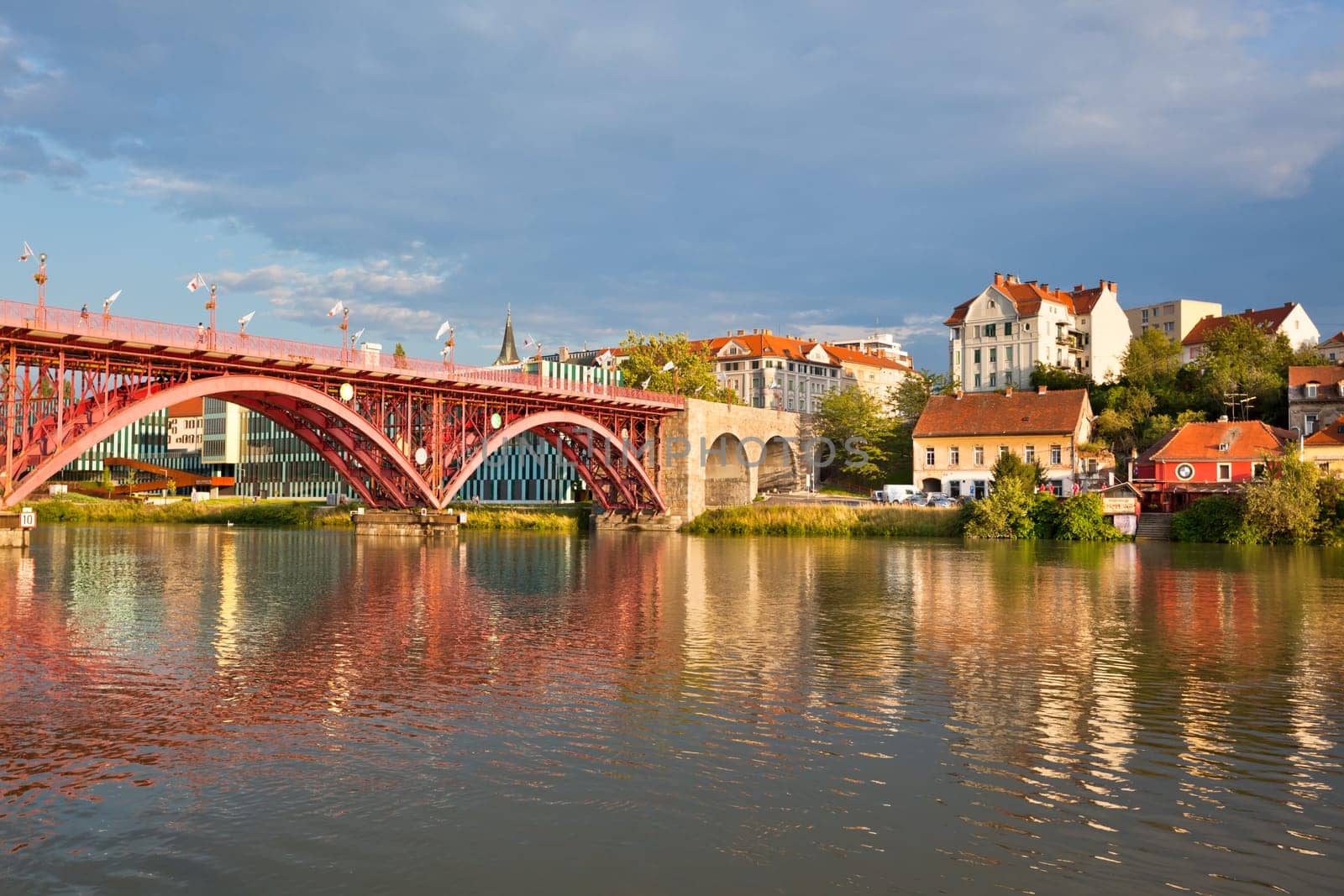 SLOVENIA, MARIBOR - JULY 17: Skyline of Maribor city in the sunny day, Slovenia on July 17, 2014