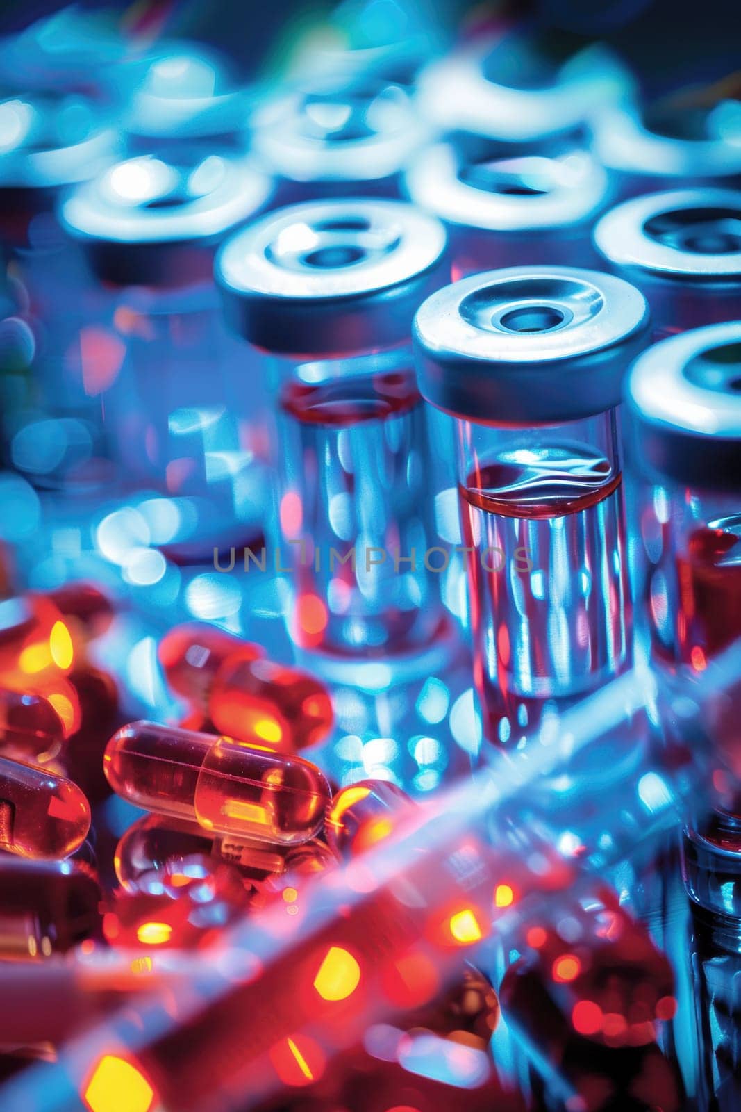 Industrial production of pharmaceuticals. AI generative.