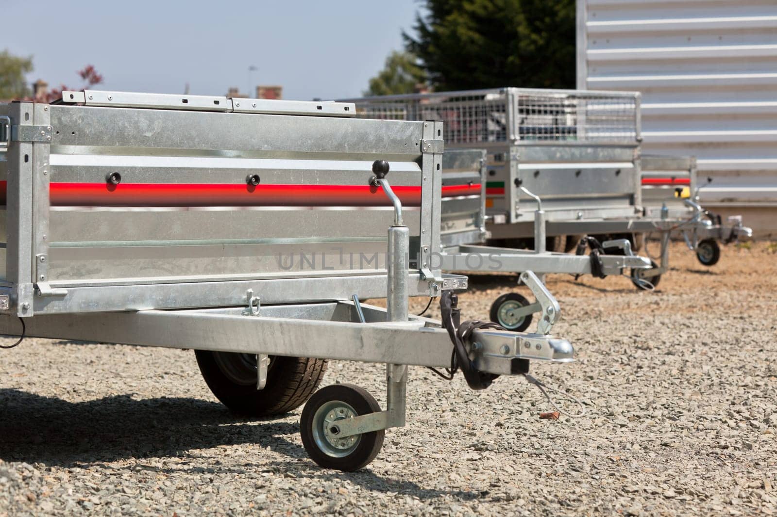 New cargo carts for sale outdoors. Horizontal shot