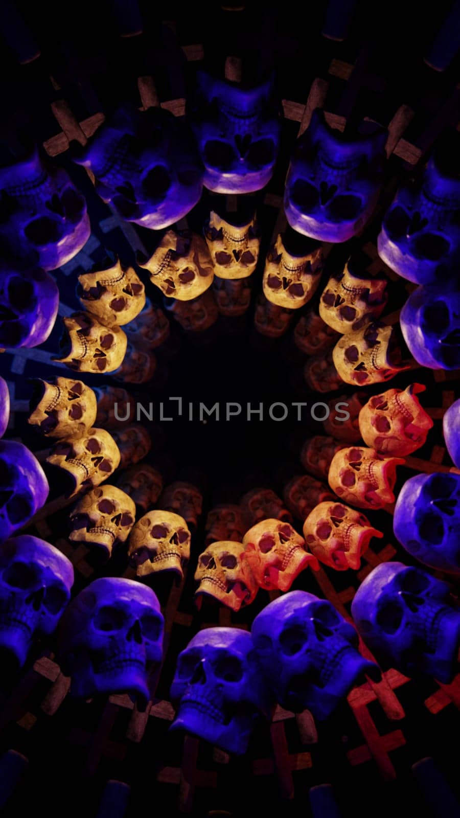 Night Of The Skull And Cross, 3D illustration Background for advertising and wallpaper in festival and religion scene. 3D rendering in decorative concept.