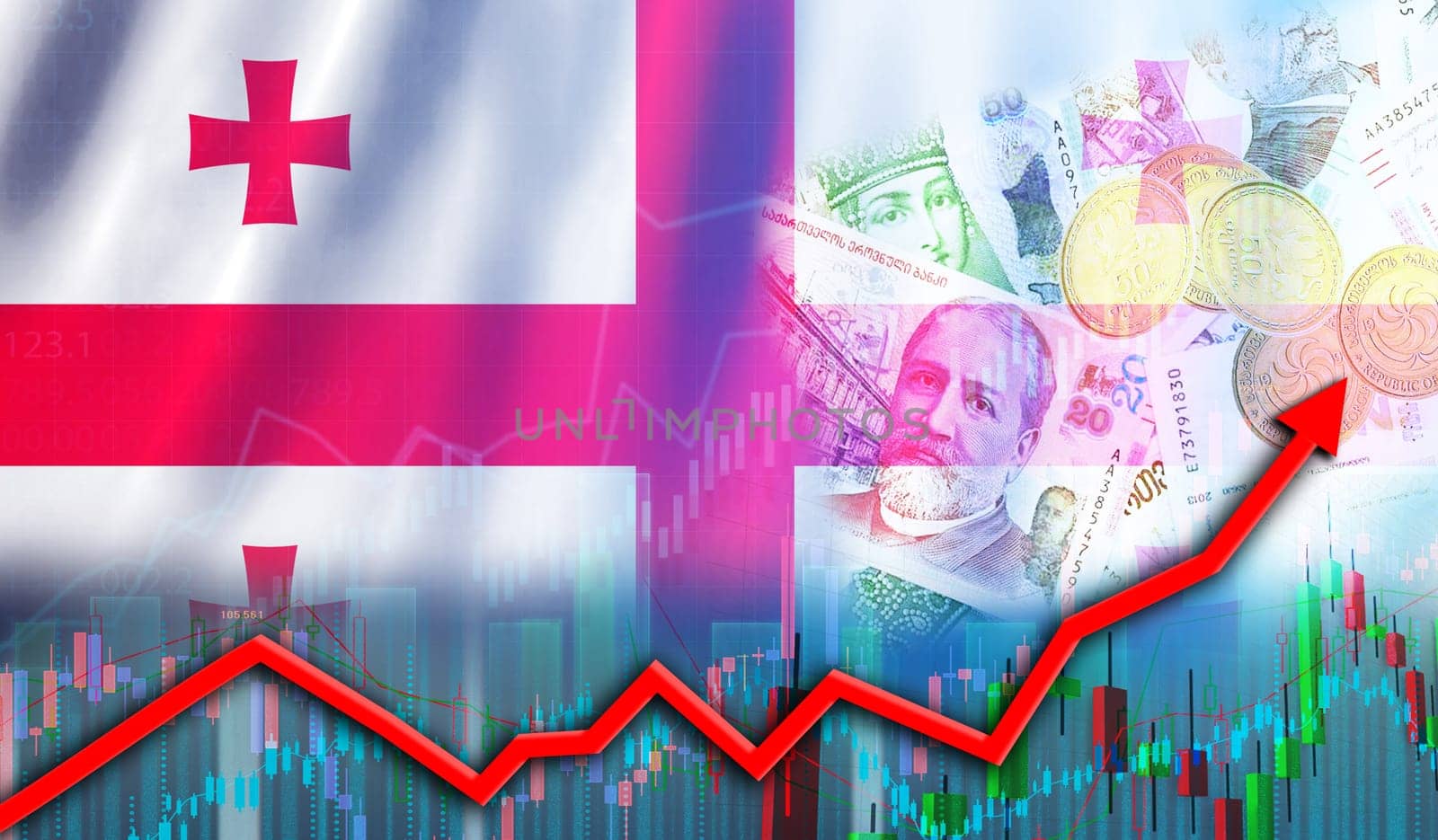 Georgia Economy Growth on Financial Chart. Georgia financial growth concept, economic recovery