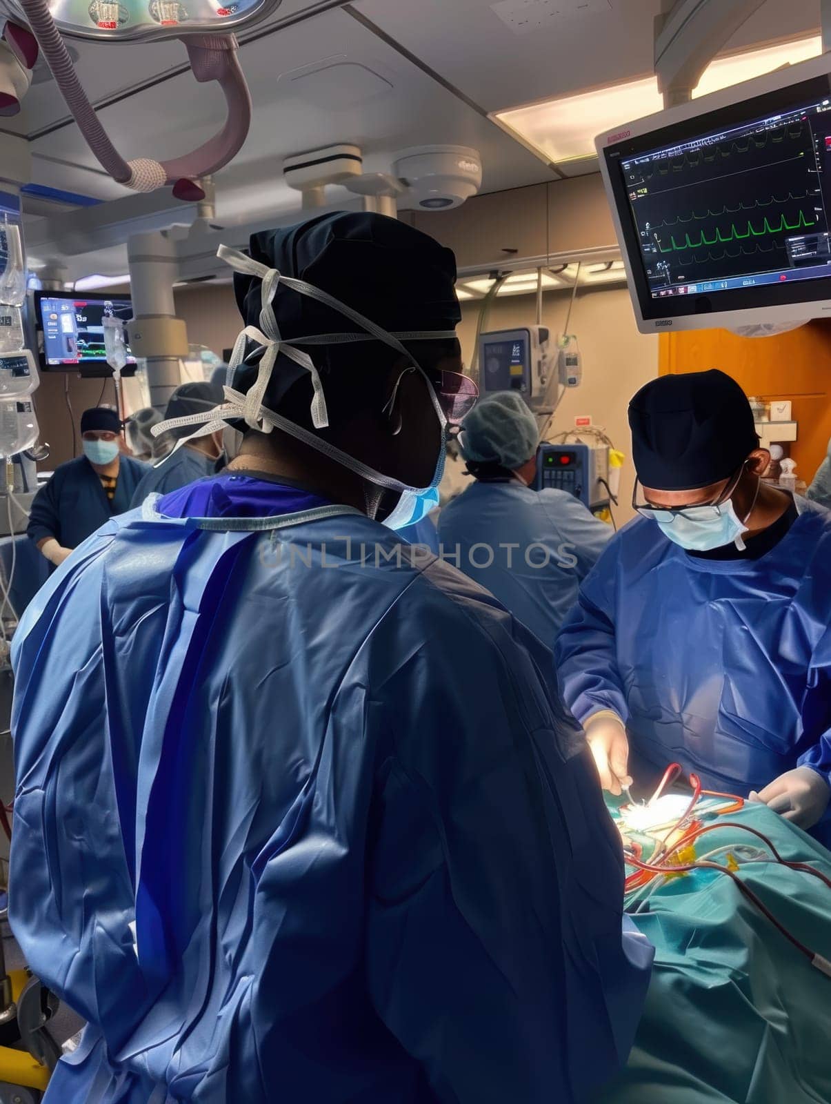 Operating theatre in the hospital. AI generative.