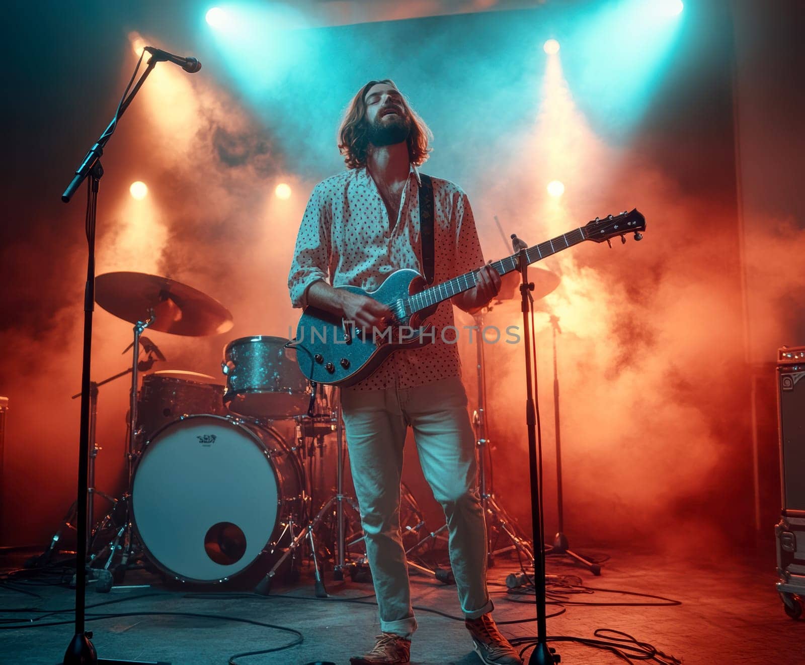 vintage grunge band rock and roll show concert banner ad template. AI generative.