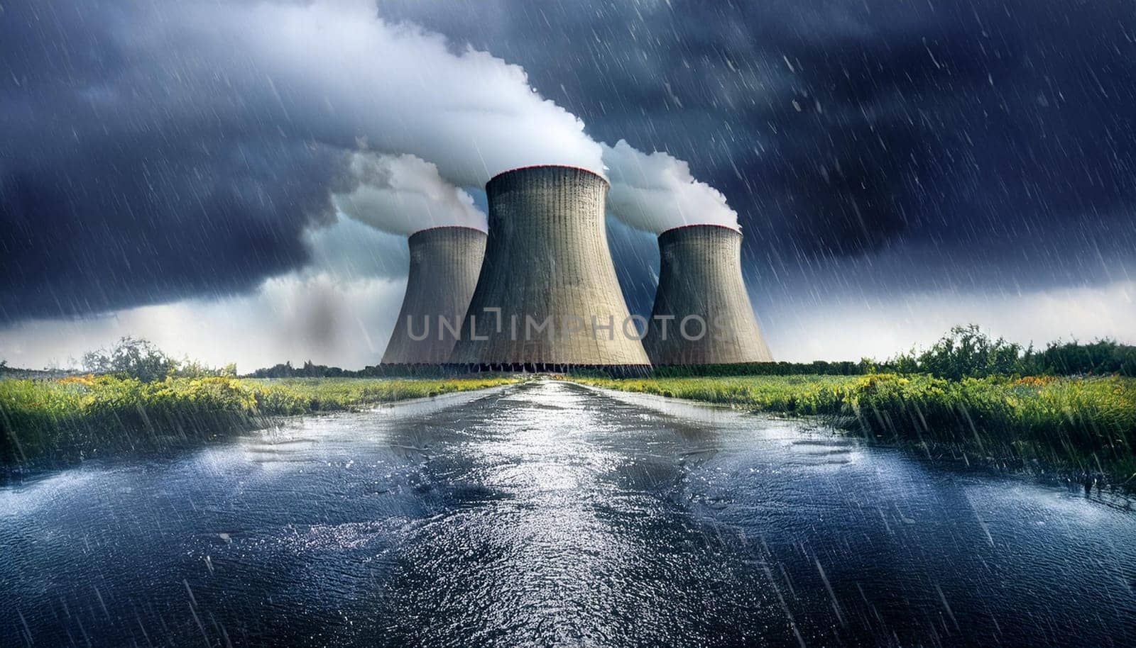 nuclear powerstation power plant, AI generated image