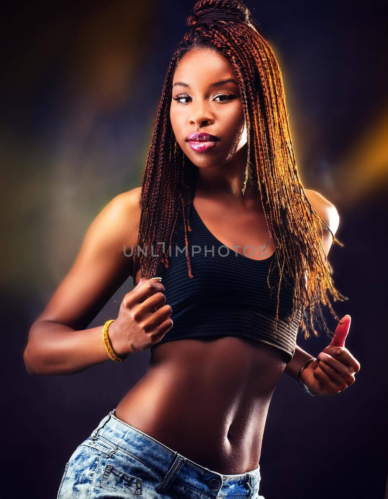 gorgeous young hip hop dancer woman, AI generated image