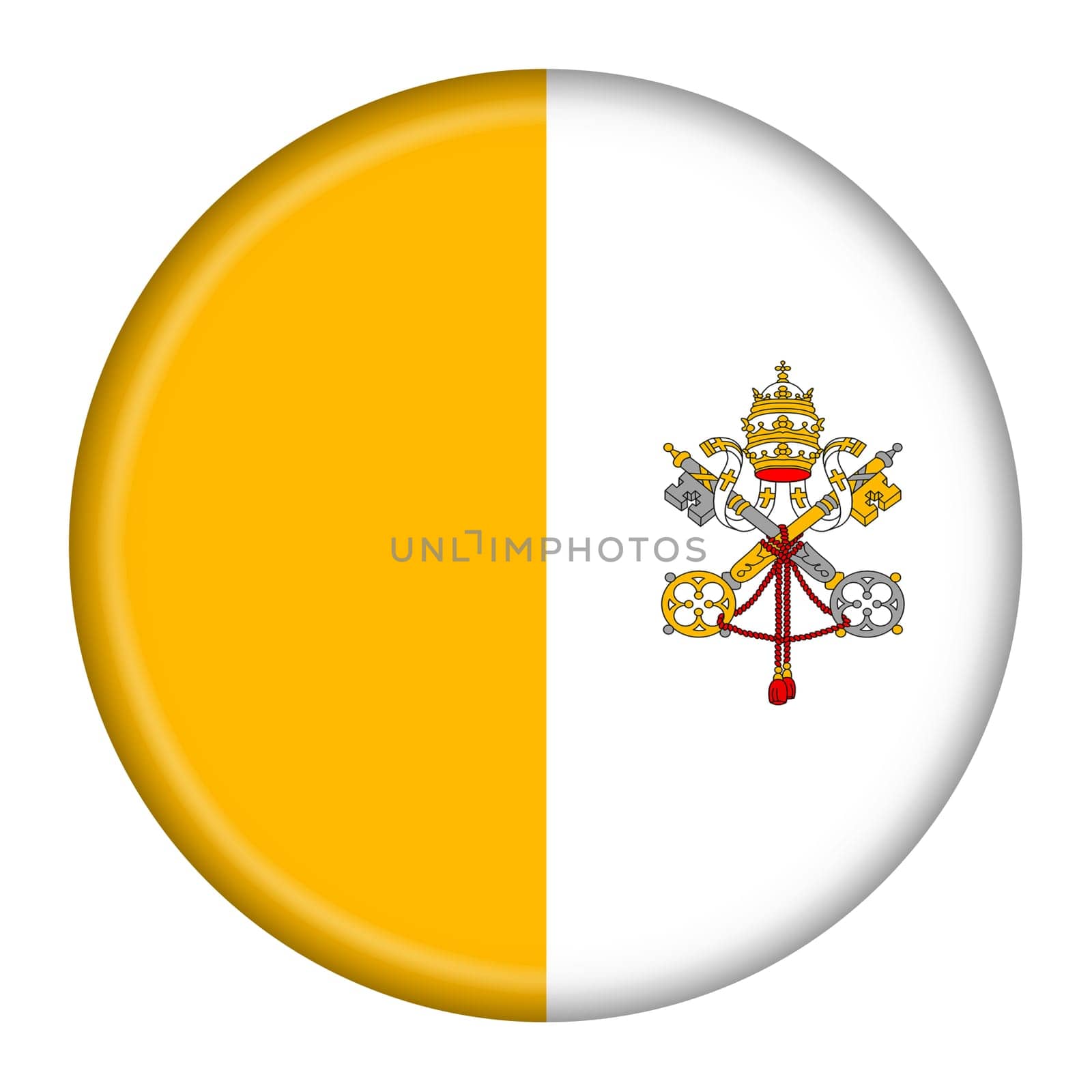 A Vatican City flag button illustration with clipping path yellow and white